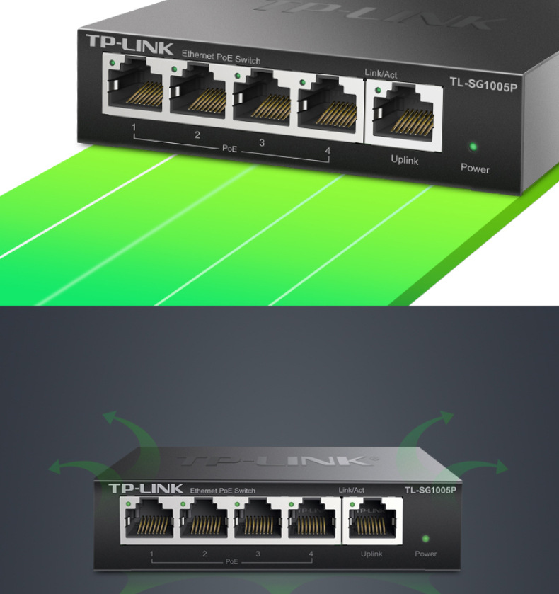 TP-LINK TL-SG1005P 5口千兆POE交换机4口标准供电网络监