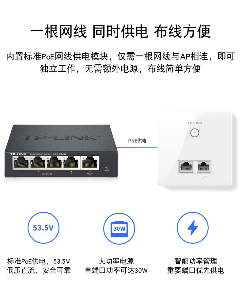 TP-LINKTL-R470GP-AC千兆有线路由器 5口POE组网AC管理