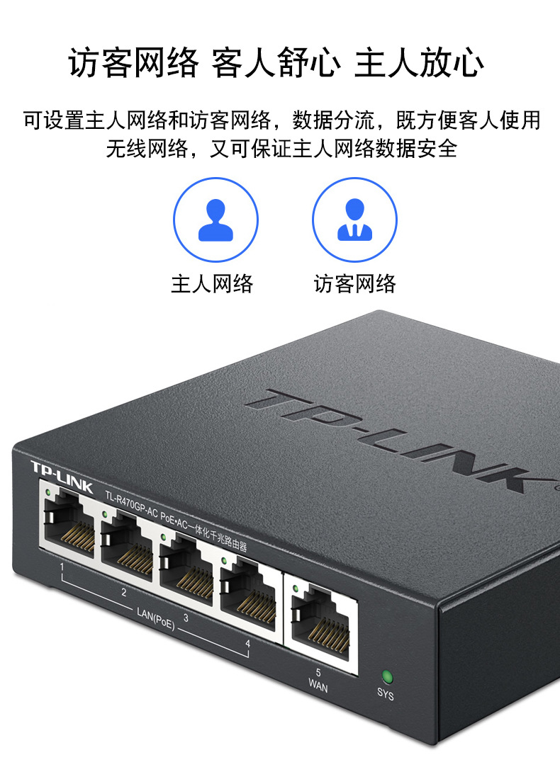 TP-LINKTL-R470GP-AC千兆有线路由器 5口POE组网AC管理