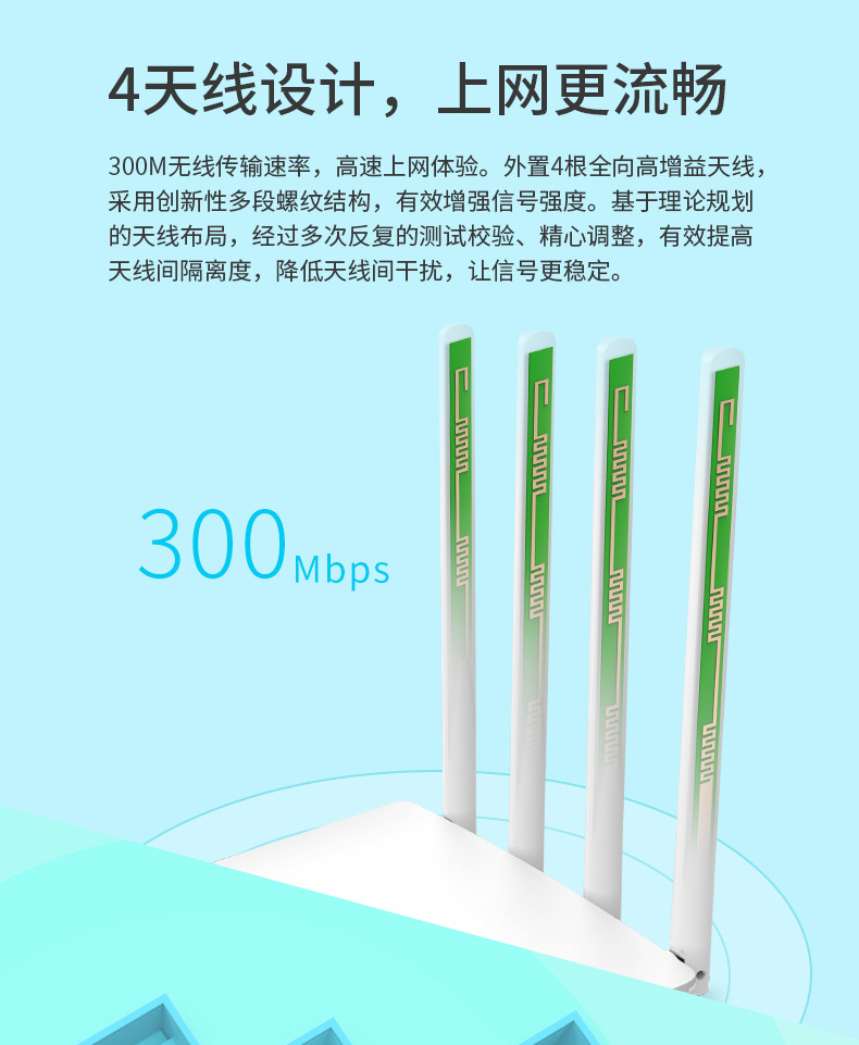 水星MW325R 四天线300M无线路由器批发家用光纤