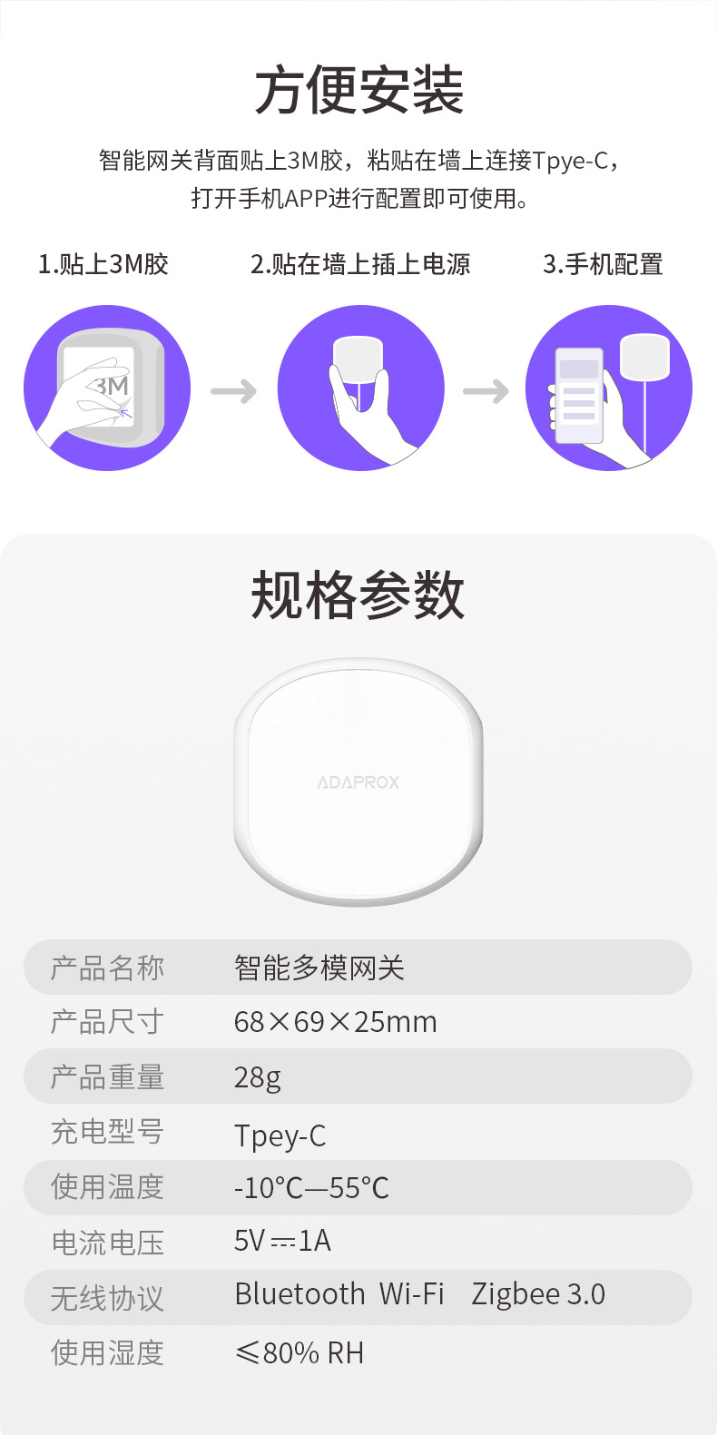WiFi涂鸦智能家居无线多模智能网关蓝牙zigbee双模网关远