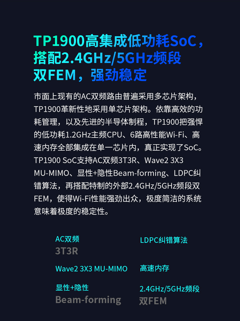 TP-LINK AC1900全千兆端口5G双频无线路由器TL-WDR7660千