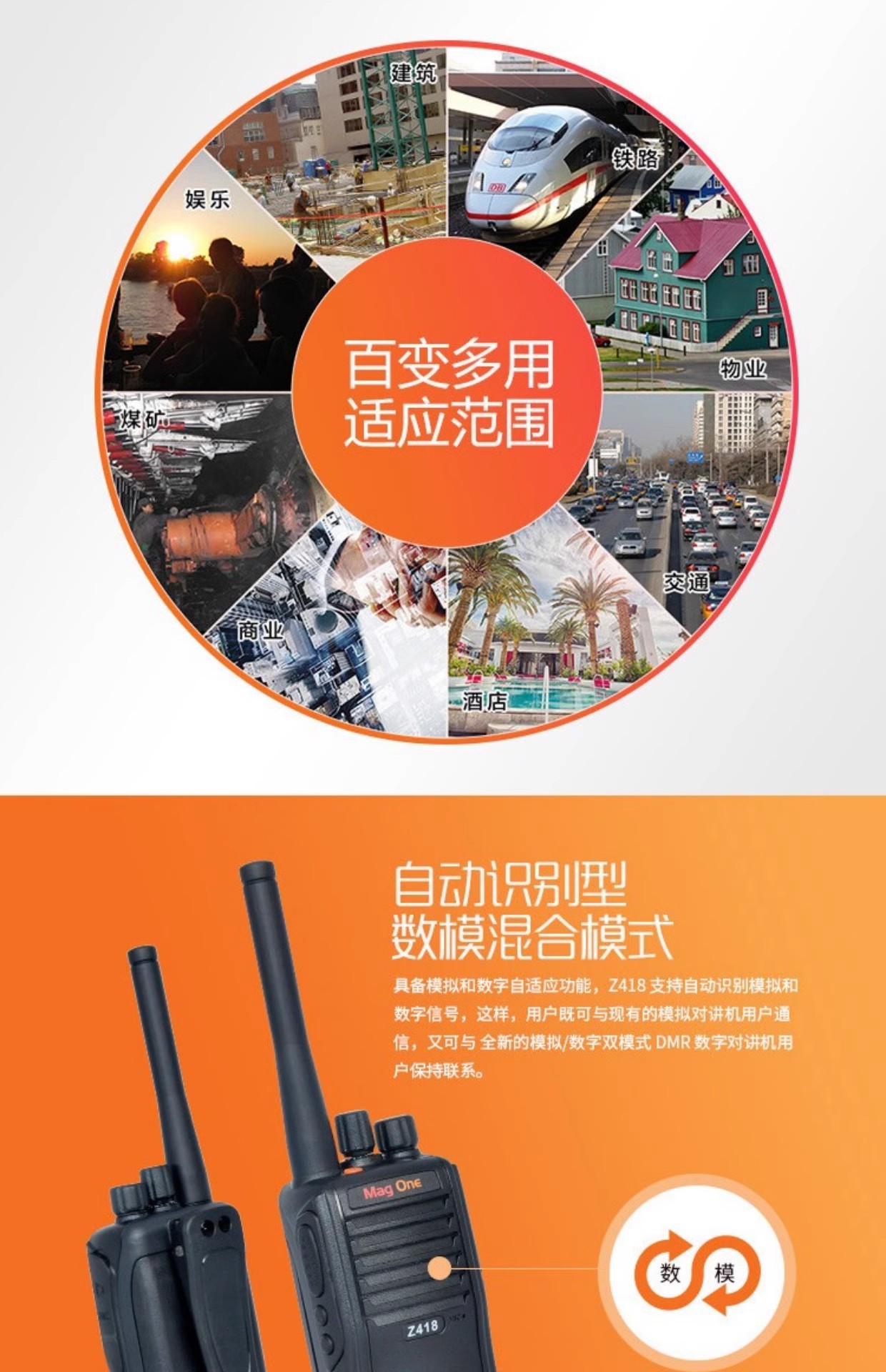 摩托罗拉对讲机Z418 DMR数字手持机双时隙大功率商用手台