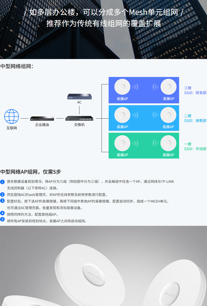 TP-LINK TL-XAP3007GC-PoE/DC 易展版wifi6吸顶AP千兆端