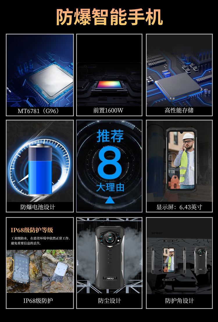 安科迅捷SR98化工用防爆手机 工业三防手机夜视摄像头手