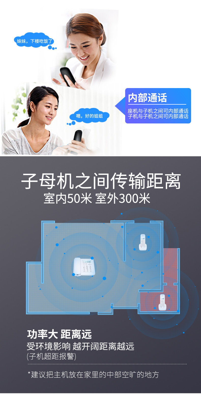 飞利浦 DCTG167 无线子母机电话机 家用固定座机 办公室