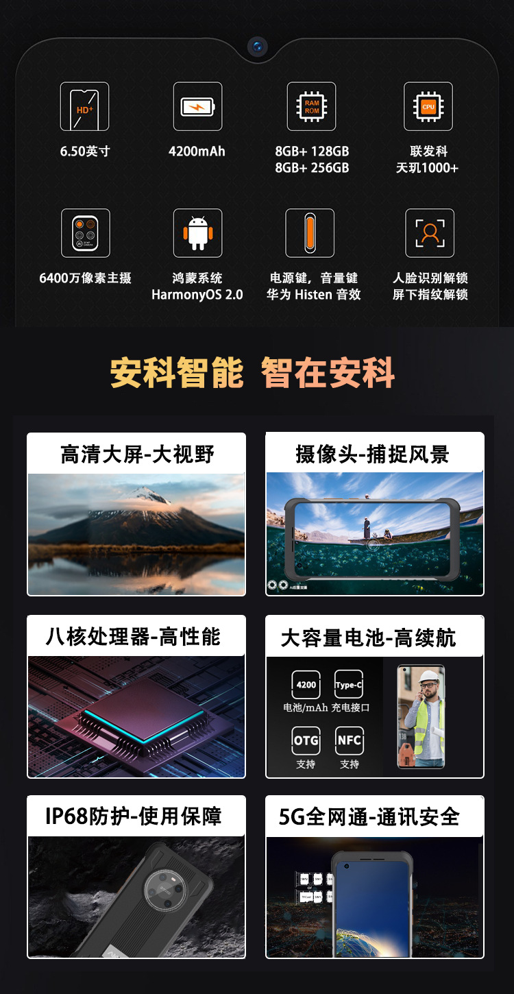 安科迅捷M40E化工防爆手机 EX防爆证书 POC对讲功能 联发