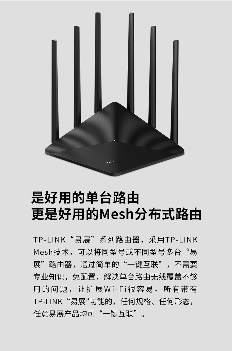 TP-LINK AC1900全千兆端口5G双频无线路由器TL-WDR7660千