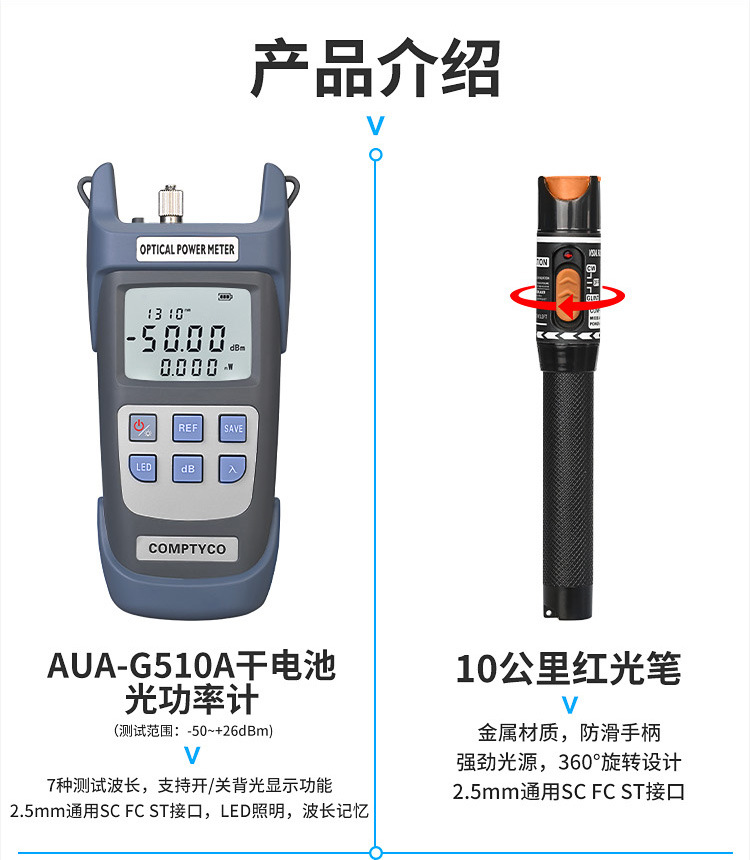 FTTH光纤冷接工具包套装AUA-6S切割刀红光笔光功率计
